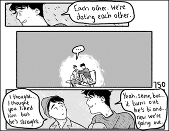 A comic strip of two men

Description automatically generated